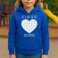 It's Ok To Be Different Autism Awareness Puzzle Heart Kids Hoodie thumb 3