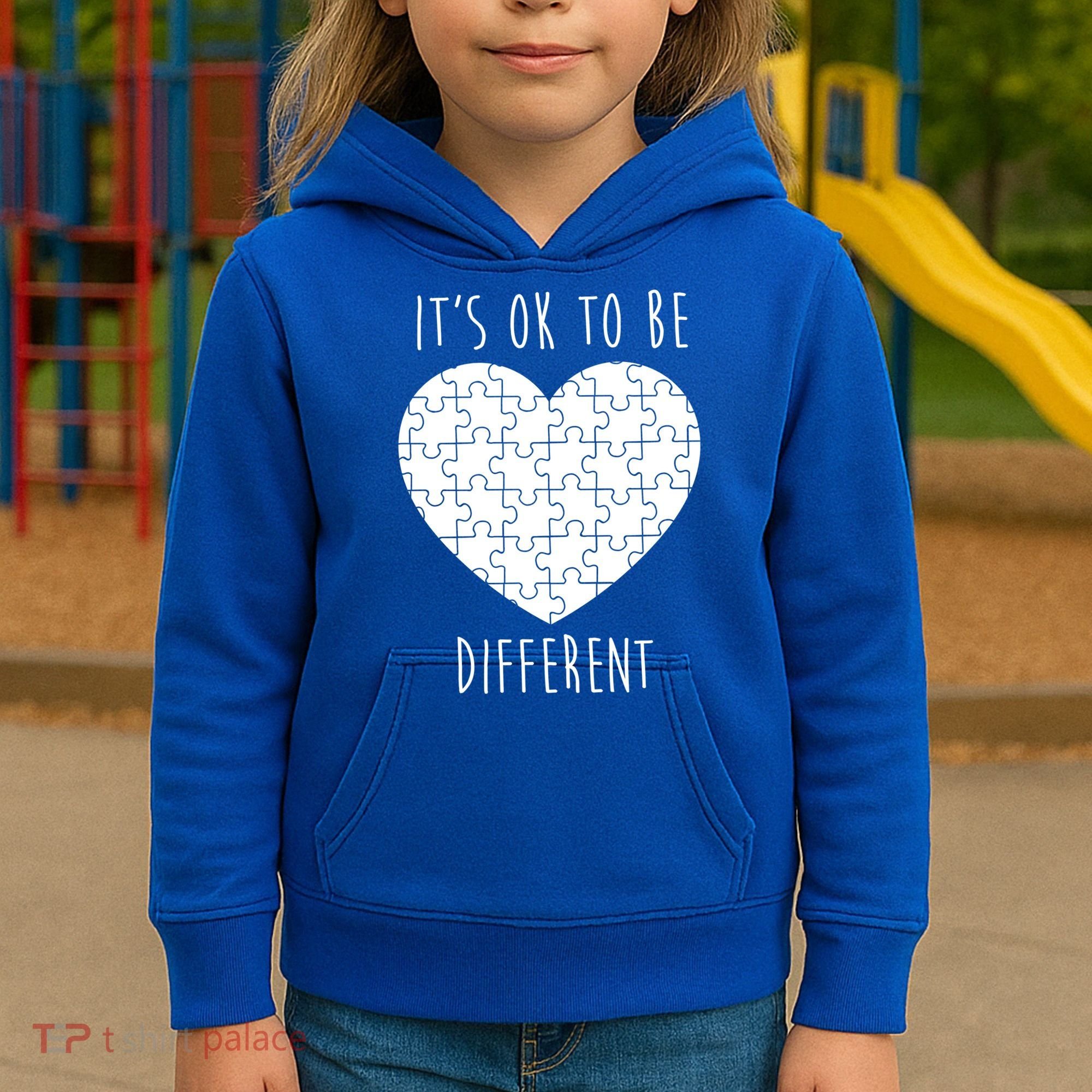 It's Ok To Be Different Autism Awareness Puzzle Heart Kids Hoodie