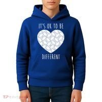 It's Ok To Be Different Autism Awareness Puzzle Heart Kids Hoodie thumb 4