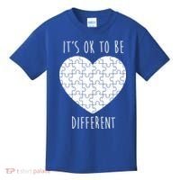 It's Ok To Be Different Autism Awareness Puzzle Heart Kids T-Shirt thumb 0