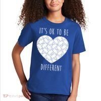 It's Ok To Be Different Autism Awareness Puzzle Heart Kids T-Shirt thumb 2