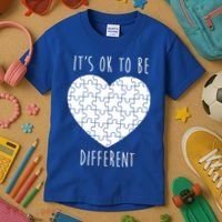 It's Ok To Be Different Autism Awareness Puzzle Heart Kids T-Shirt thumb 3