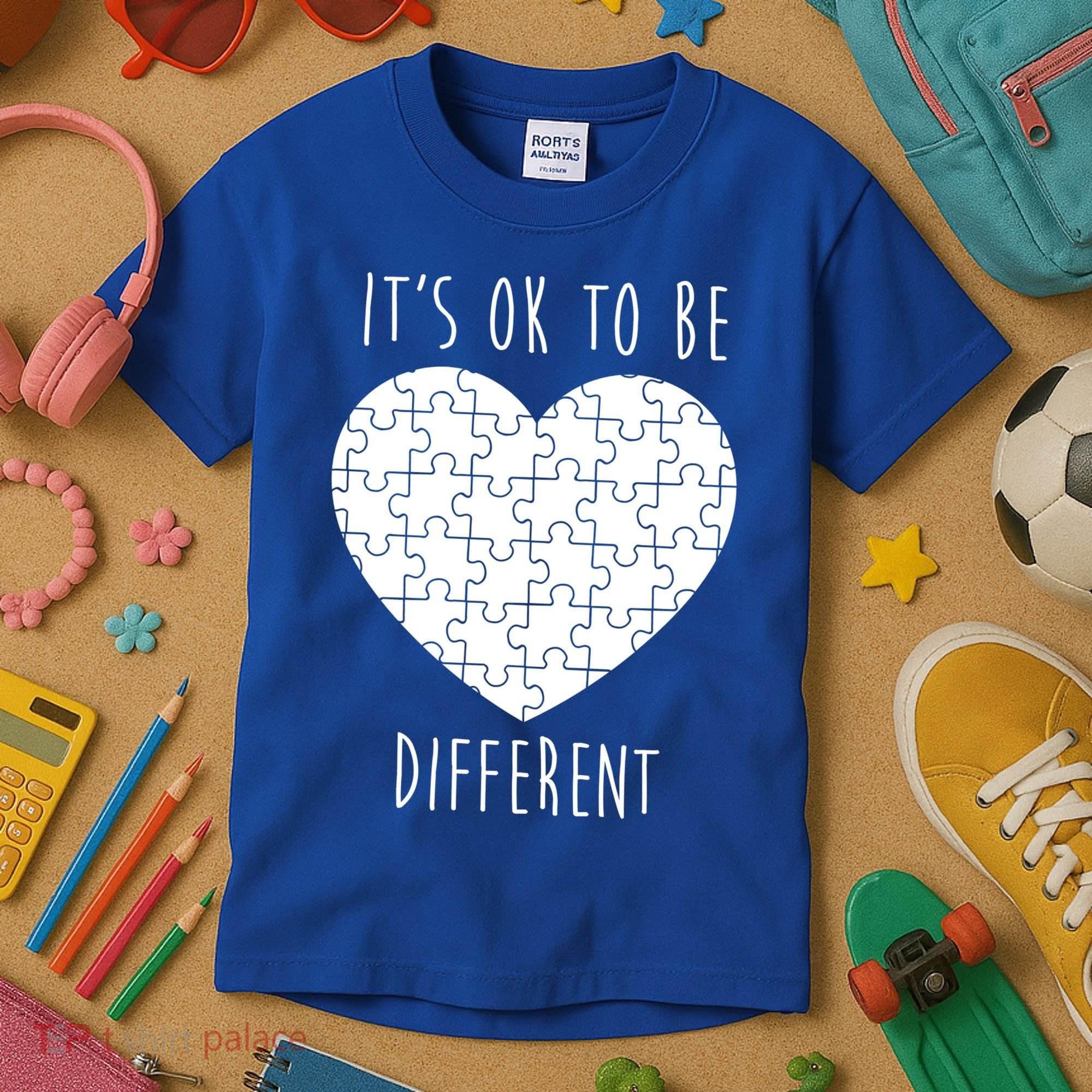 It's Ok To Be Different Autism Awareness Puzzle Heart Kids T-Shirt