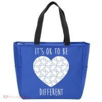 It's Ok To Be Different Autism Awareness Puzzle Heart Tote Bag thumb 0