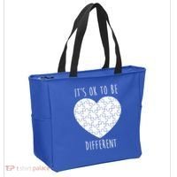 It's Ok To Be Different Autism Awareness Puzzle Heart Tote Bag thumb 2
