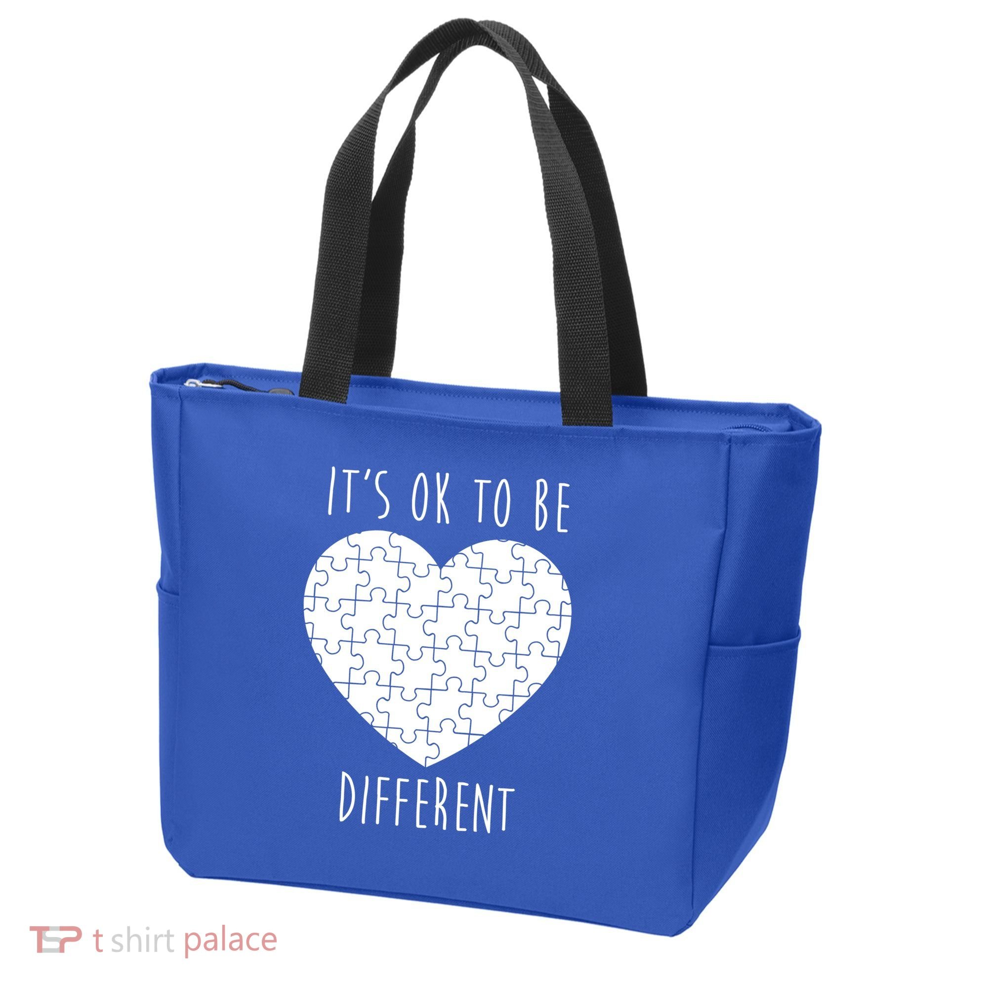 It's Ok To Be Different Autism Awareness Puzzle Heart Tote Bag