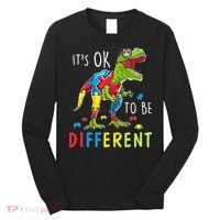 Its Ok to Be Different Autism Dinosaur Long Sleeve Shirt thumb 0