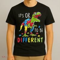 Its Ok to Be Different Autism Dinosaur T-Shirt thumb 3