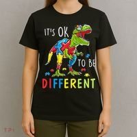 Its Ok to Be Different Autism Dinosaur T-Shirt thumb 4