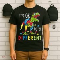 Its Ok to Be Different Autism Dinosaur T-Shirt thumb 6