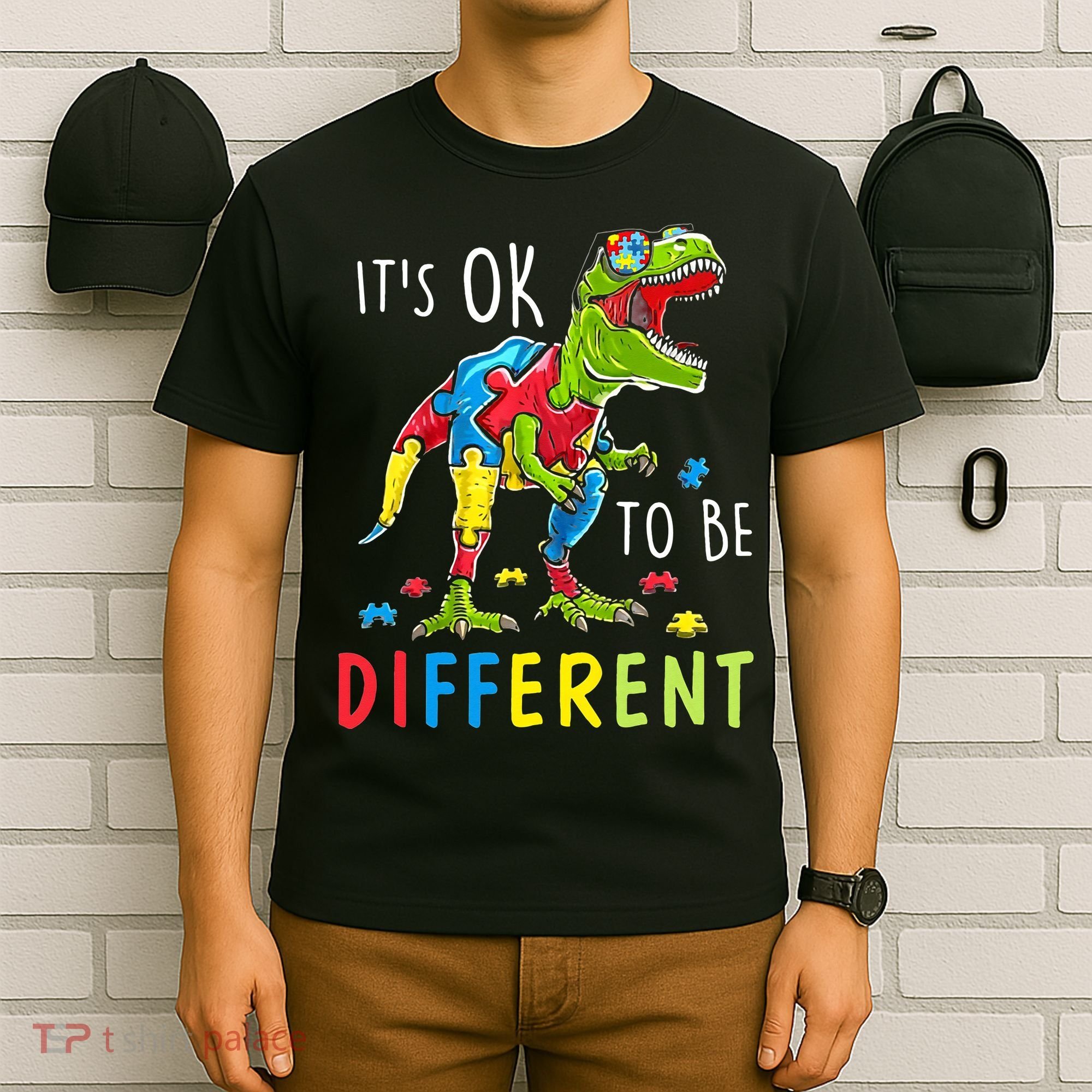 Its Ok to Be Different Autism Dinosaur T-Shirt