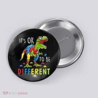 Its Ok to Be Different Autism Dinosaur Button thumb 0