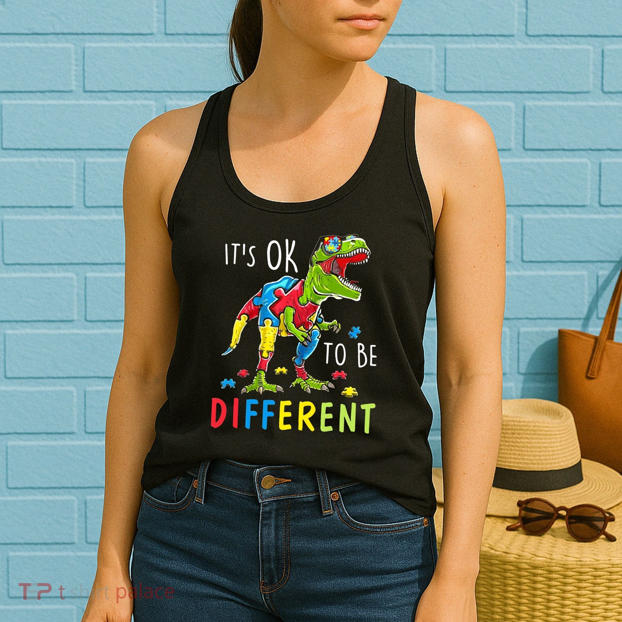 Its Ok to Be Different Autism Dinosaur Women's Tank Top