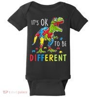 Its Ok to Be Different Autism Dinosaur Baby Bodysuit thumb 0