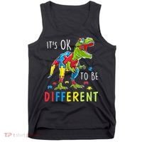Its Ok to Be Different Autism Dinosaur Tank Top thumb 0