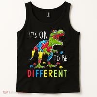 Its Ok to Be Different Autism Dinosaur Tank Top thumb 2