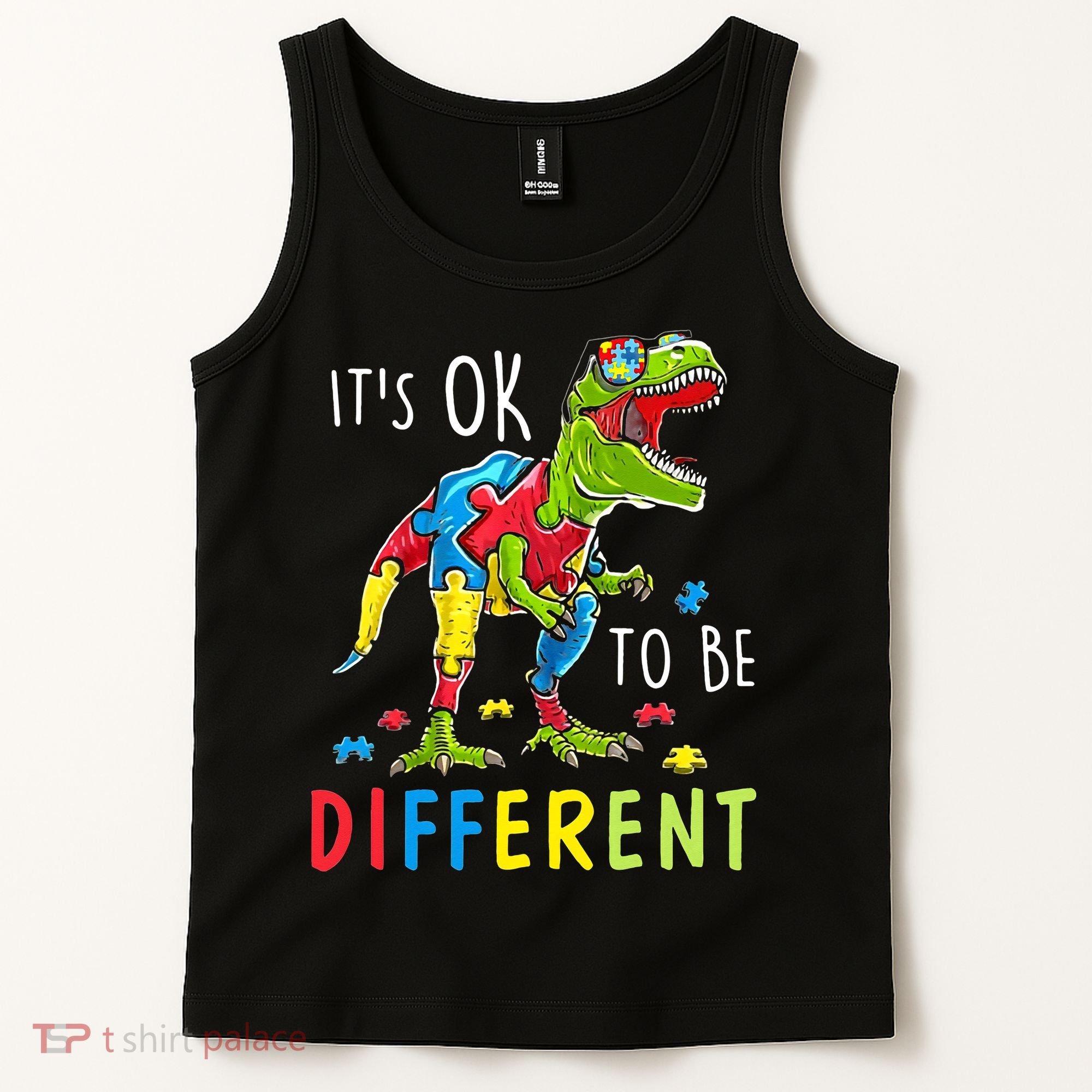 Its Ok to Be Different Autism Dinosaur Tank Top