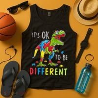 Its Ok to Be Different Autism Dinosaur Tank Top thumb 4