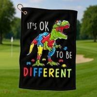 Its Ok to Be Different Autism Dinosaur Golf Towel thumb 1