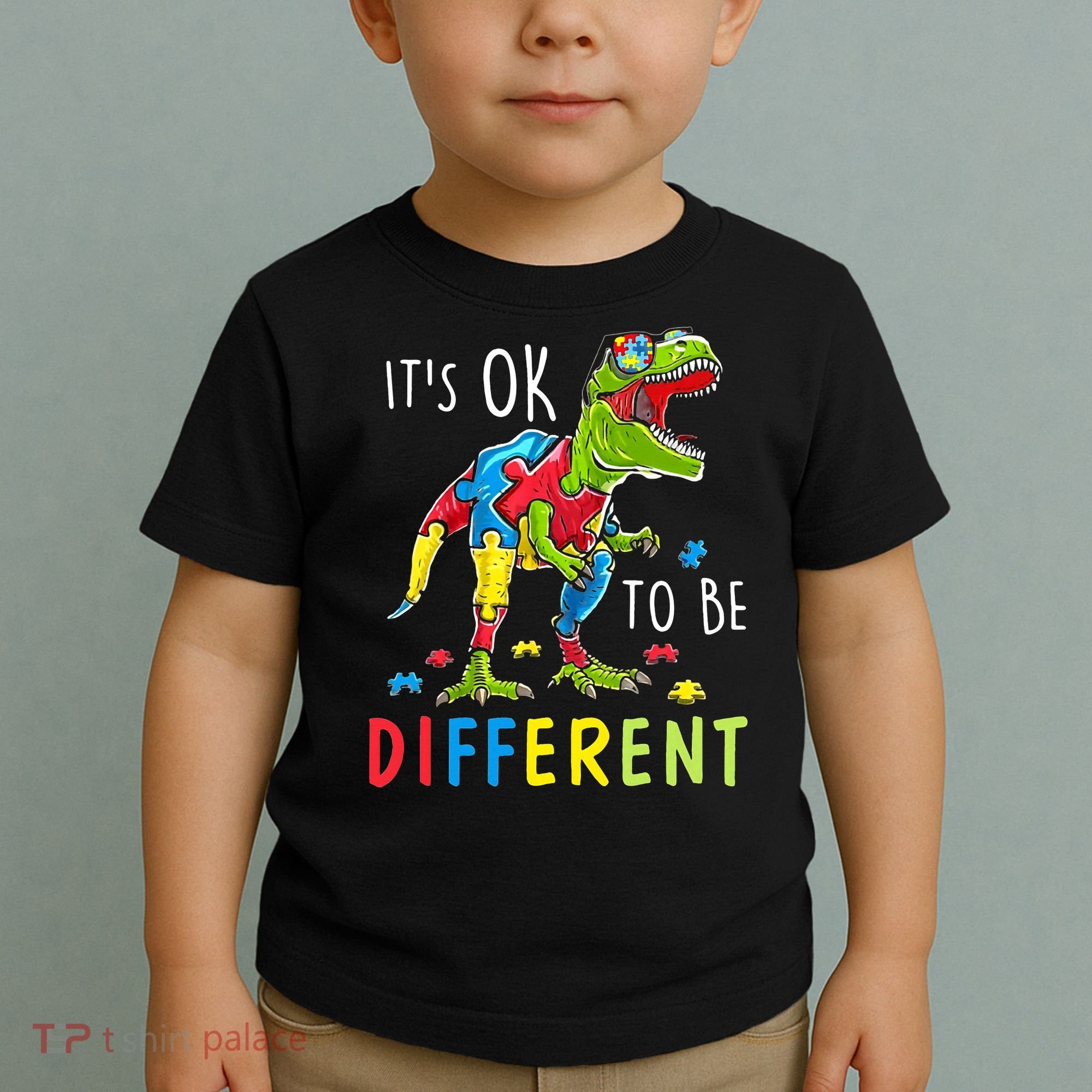 Its Ok to Be Different Autism Dinosaur Toddler T-Shirt