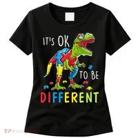 Its Ok to Be Different Autism Dinosaur Women's T-Shirt thumb 0