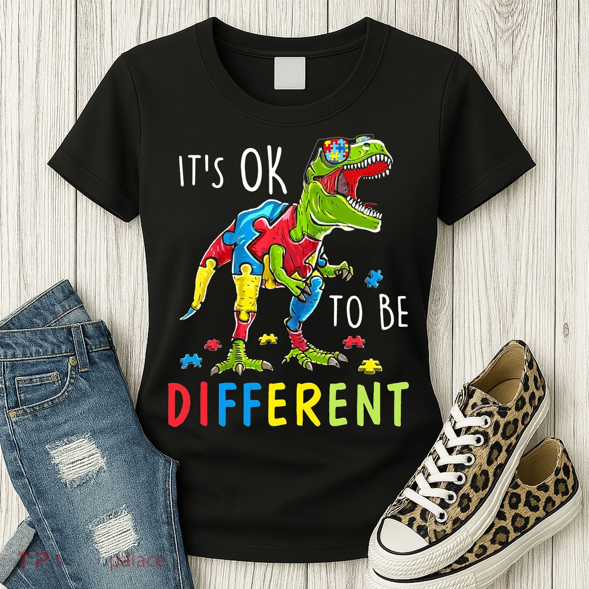 Its Ok to Be Different Autism Dinosaur Women's T-Shirt