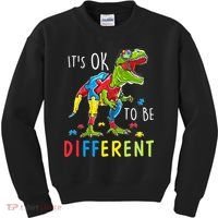 Its Ok to Be Different Autism Dinosaur Kids Sweatshirt thumb 0