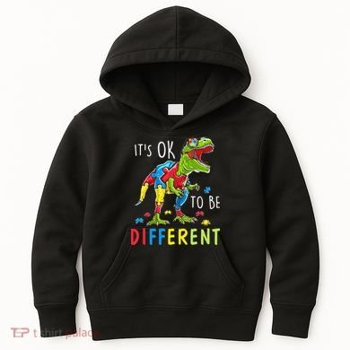 Its Ok to Be Different Autism Dinosaur Kids Hoodie