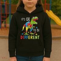 Its Ok to Be Different Autism Dinosaur Kids Hoodie thumb 3