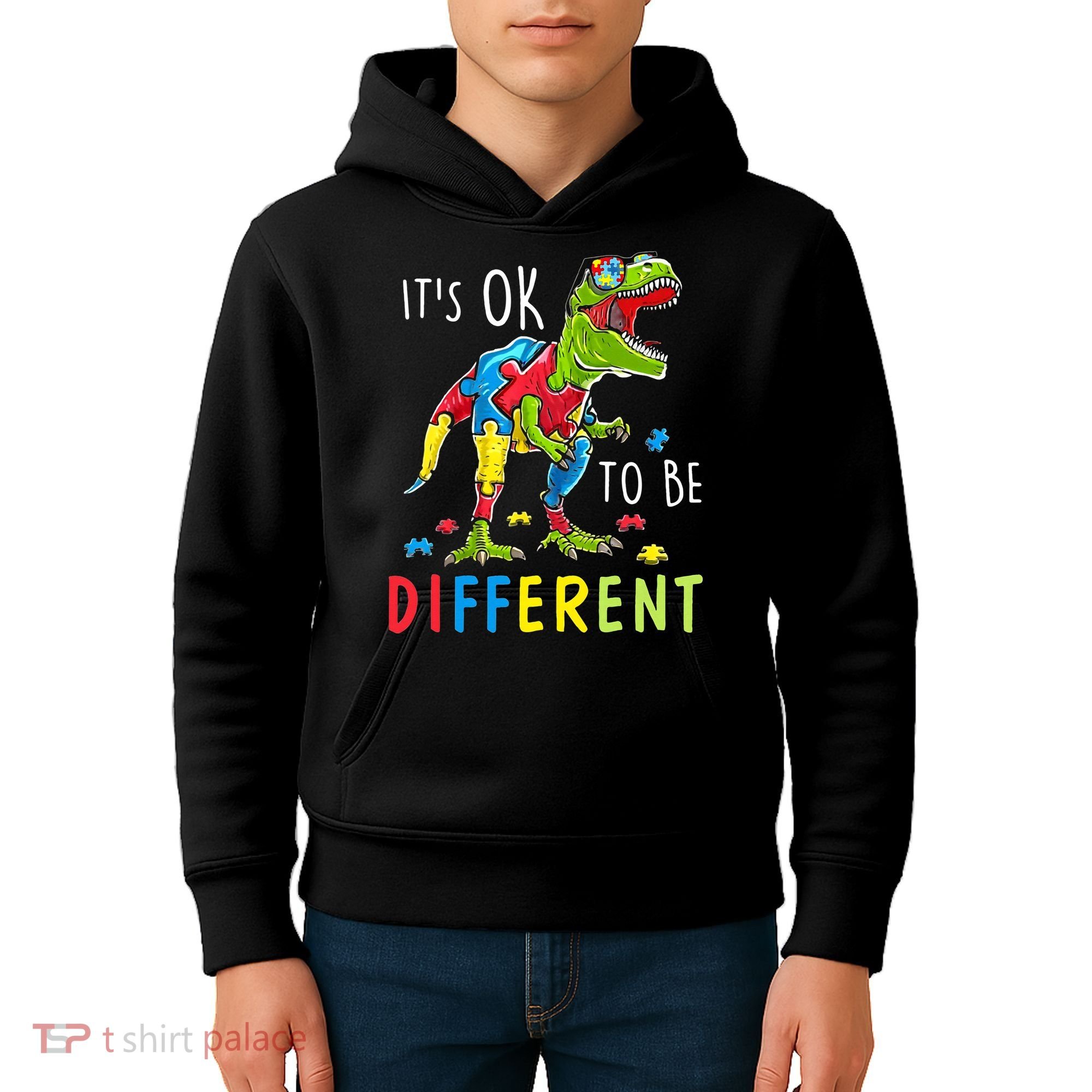 Its Ok to Be Different Autism Dinosaur Kids Hoodie