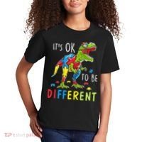 Its Ok to Be Different Autism Dinosaur Kids T-Shirt thumb 2