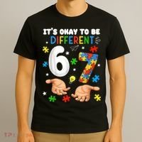 It's Okay To Be Different Six Seven Autism Awareness 6-7 T-Shirt thumb 3