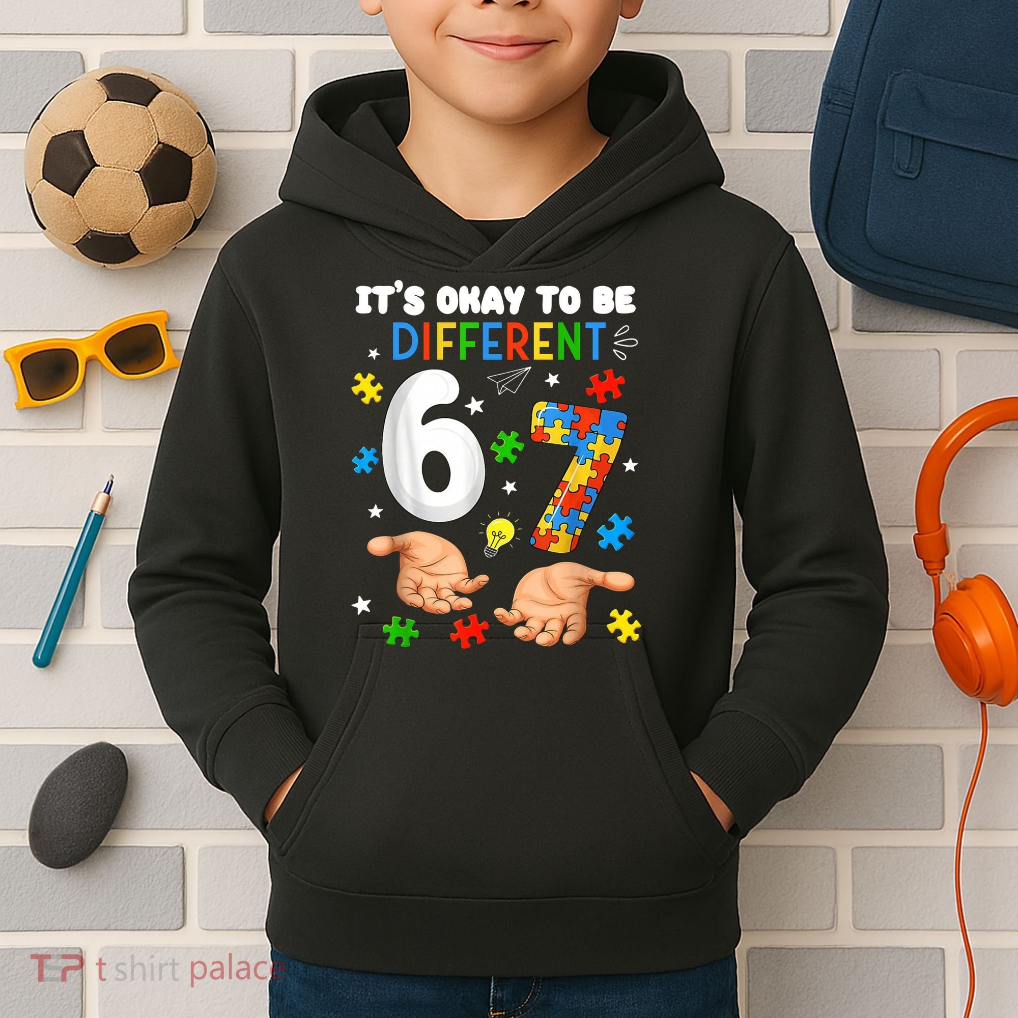 It's Okay To Be Different Six Seven Autism Awareness 6-7 Kids Hoodie