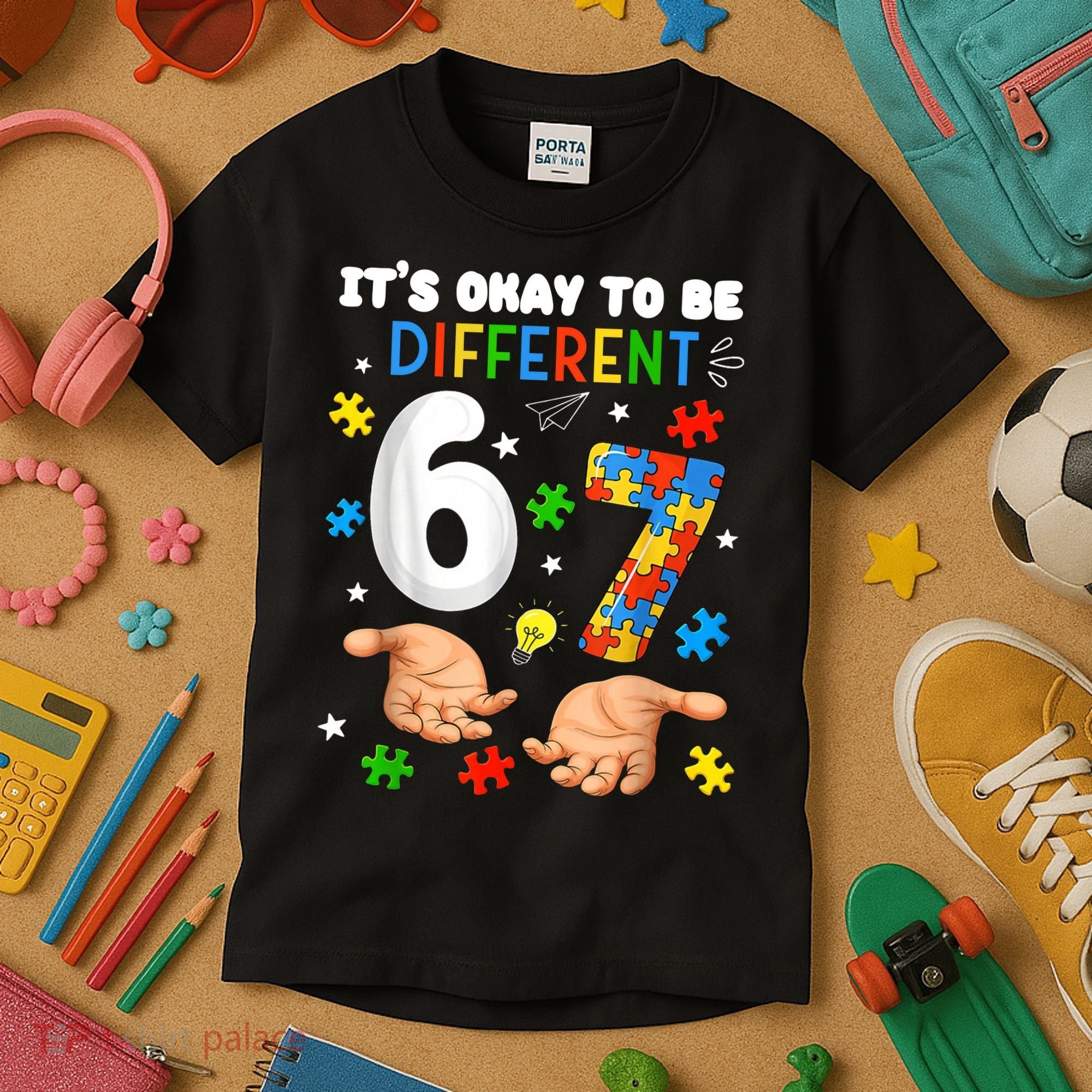 It's Okay To Be Different Six Seven Autism Awareness 6-7 Kids T-Shirt
