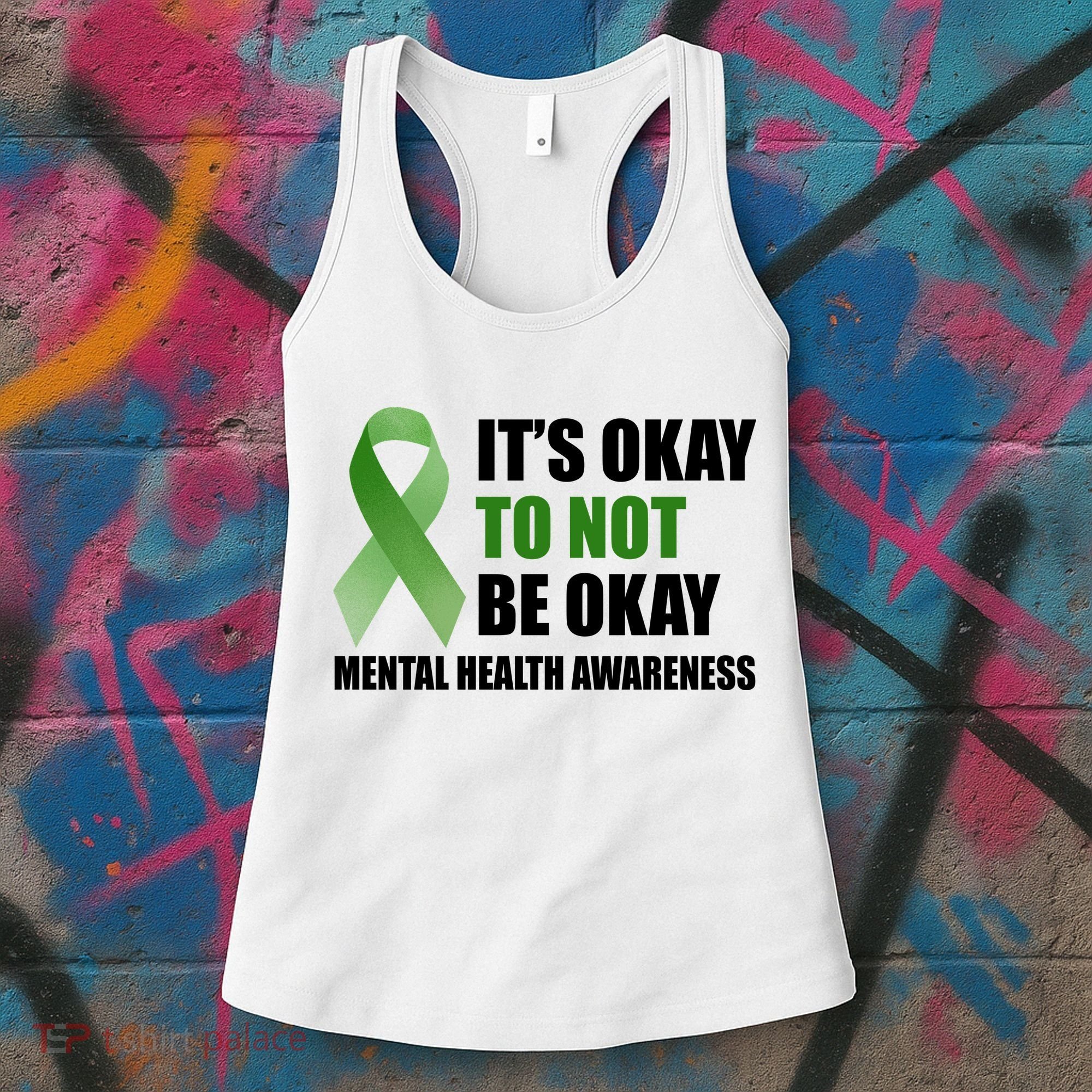 It's Okay To Not Be Okay Mental Health Awareness Ribbon Women's Tank Top