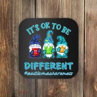 It's Ok To Be Different Autism Awareness Gnomes Coaster thumb 0