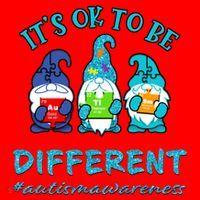 It's Ok To Be Different Autism Awareness Gnomes Santa Hat thumb 1