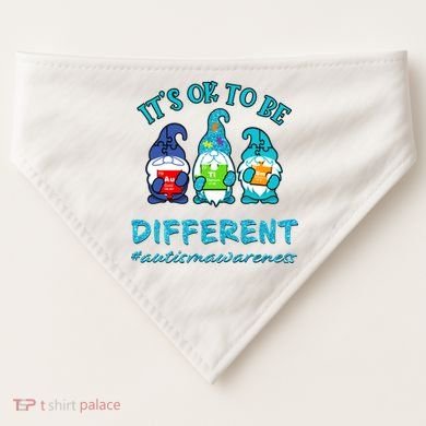 It's Ok To Be Different Autism Awareness Gnomes USA-Made Doggie Bandana