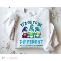 It's Ok To Be Different Autism Awareness Gnomes Sweatshirt thumb 2