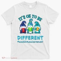 It's Ok To Be Different Autism Awareness Gnomes T-Shirt thumb 0