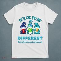 It's Ok To Be Different Autism Awareness Gnomes T-Shirt thumb 5