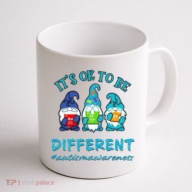 It's Ok To Be Different Autism Awareness Gnomes Coffee Mug back