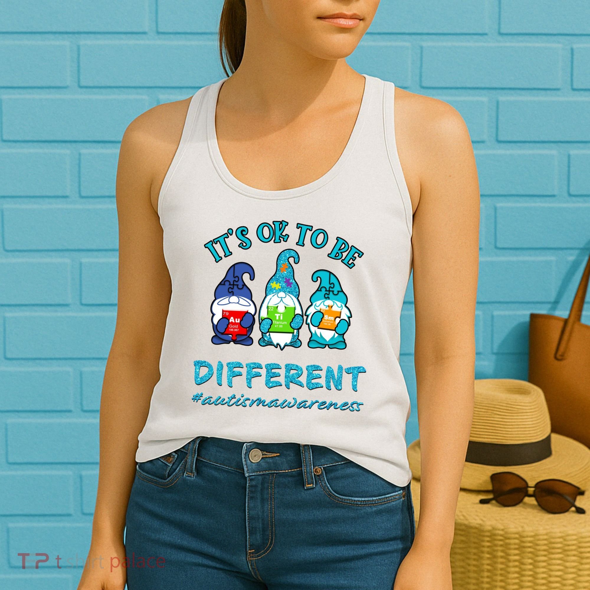 It's Ok To Be Different Autism Awareness Gnomes Women's Tank Top