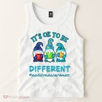 It's Ok To Be Different Autism Awareness Gnomes Tank Top thumb 2