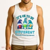 It's Ok To Be Different Autism Awareness Gnomes Tank Top thumb 3