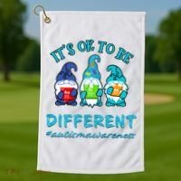 It's Ok To Be Different Autism Awareness Gnomes Golf Towel thumb 1