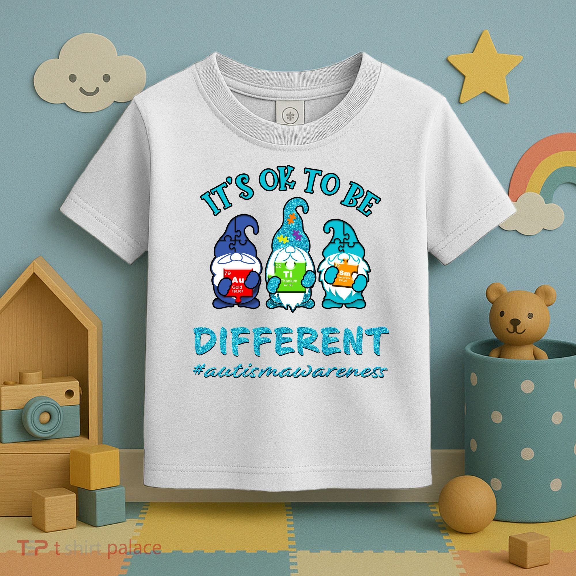 It's Ok To Be Different Autism Awareness Gnomes Toddler T-Shirt