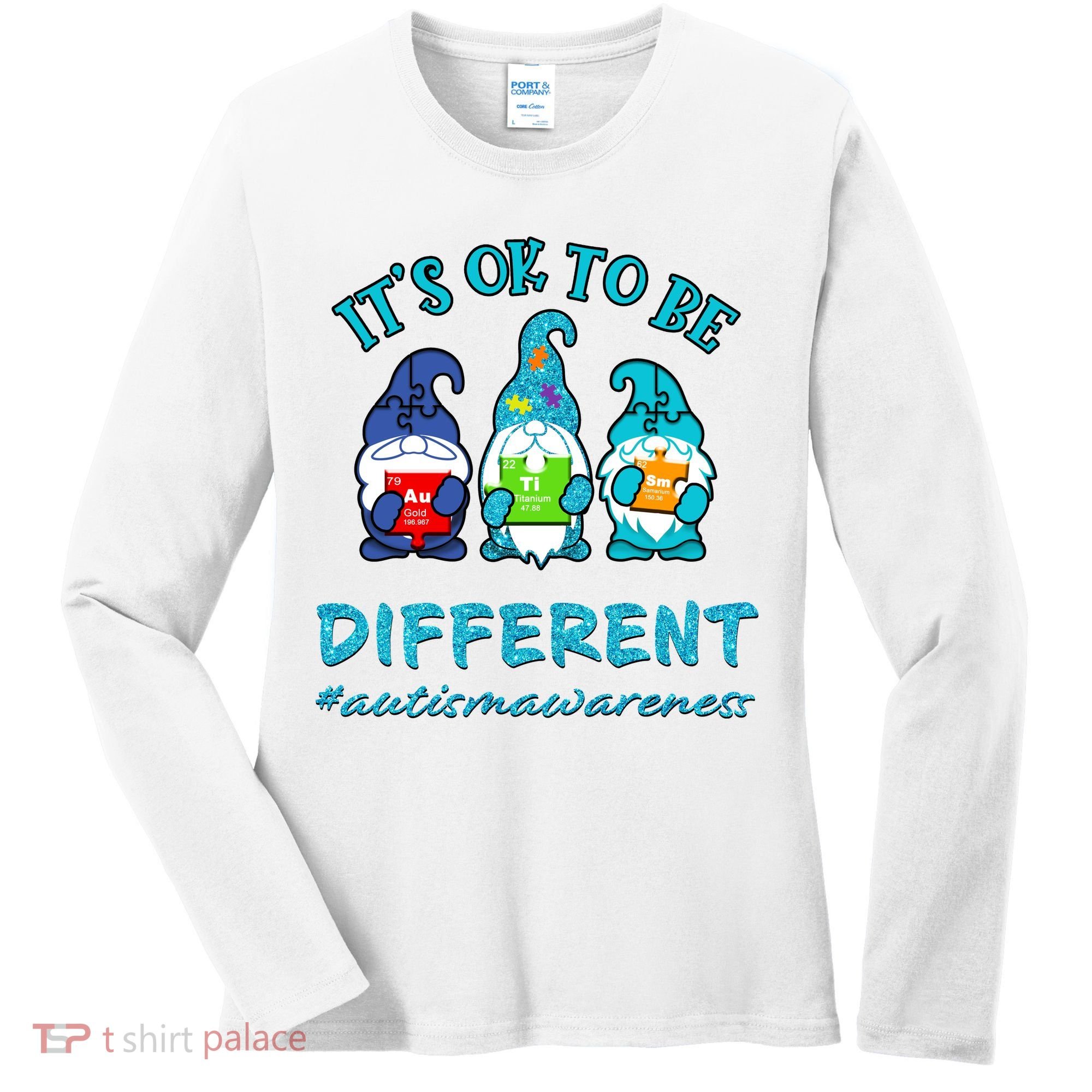 It's Ok To Be Different Autism Awareness Gnomes Women's Long Sleeve Shirt