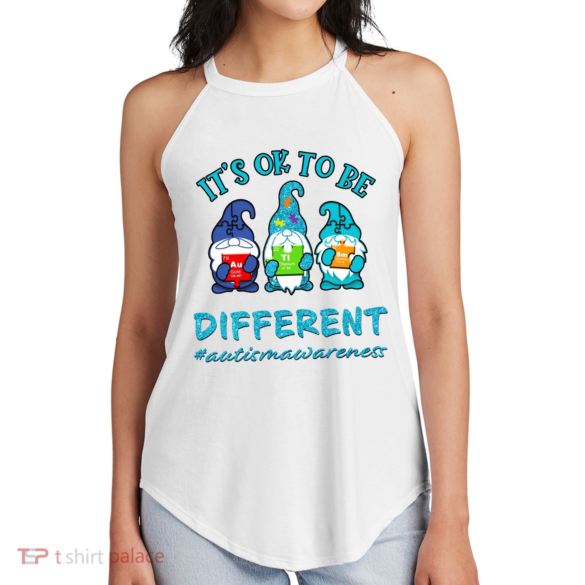 It's Ok To Be Different Autism Awareness Gnomes Women's Perfect Tri Rocker Tank