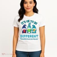 It's Ok To Be Different Autism Awareness Gnomes Women's T-Shirt thumb 4